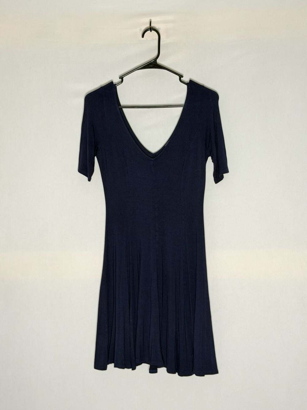 Soprano Knit Dress Size M Navy Blue Short Sleeve V-Neck